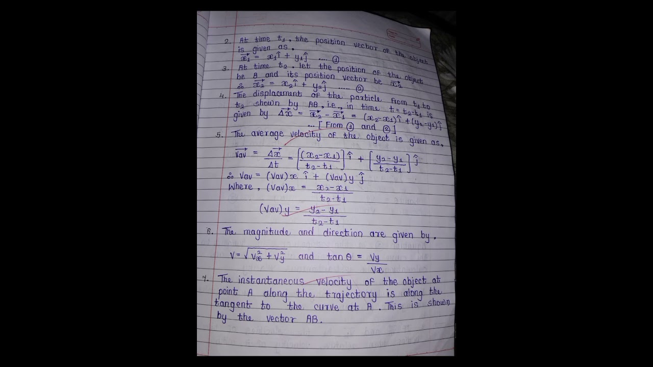 Class 11th Physics Chapter 3.Motion in a Plane NOTES #hscboard #notes