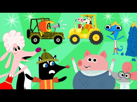 Garbage Truck, Tractor, Catering Truck & More Vehicles at Mr. Monkey's Garage | Cartoon Collection