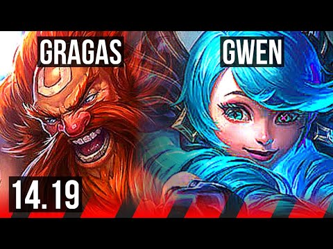 GRAGAS vs GWEN (TOP) | 68% winrate, 10/2/7, Godlike | EUW Master | 14.19