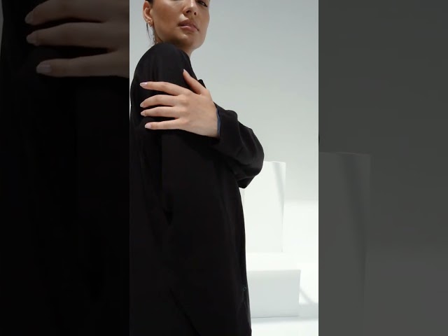 عباية سوداء فستان متصل بتطريز