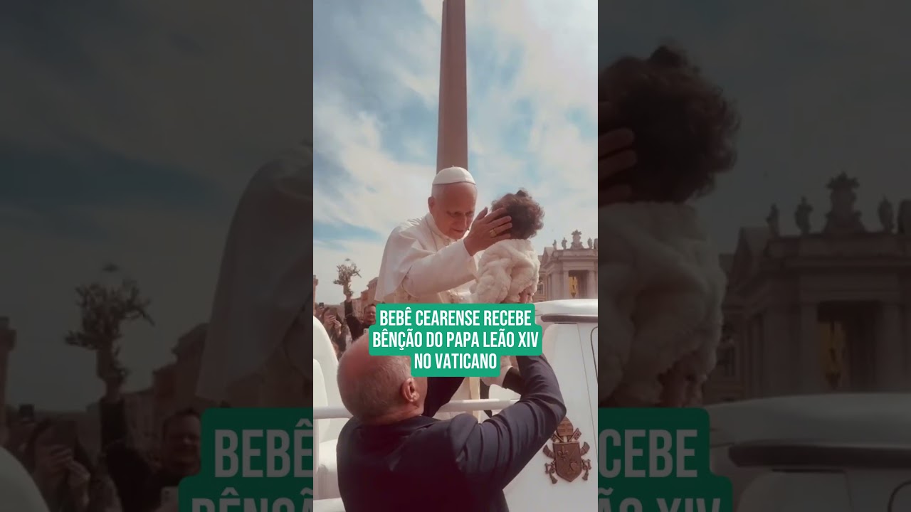 Imagem da notícia Bebê cearense recebe bênção do Papa Leão XIV no Vaticano