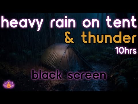 [Black Screen] Heavy Rain on Tent with Thunder | Rain and Thunder Sounds | Rain Sounds for Sleeping