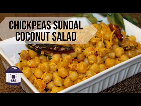 Instant Pot Chickpeas Sundal- With Coconut- Healthy Salad Recipe- How to Cook Dried Chickpeas