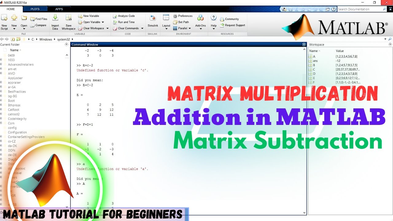 Basic arithmetic operations in MATLAB | Matrix Multiplication | MATLAB Tutorial for Beginners