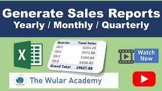 Summarize Sales Data by Year or Month or Quarter using Pivot Table Analyze