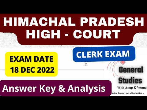 HP HIGH COURT - CLERK  EXAM 2022 | ANSWER KEY | EXAM DATE : 18 DEC 2022