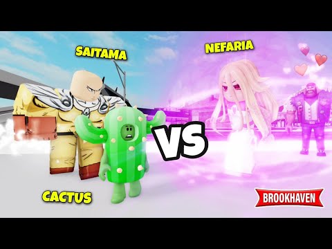 CACTUS AND SAITAMA VS NEFARIA...! (THING GETS WRONG) BROOKHAVEN - ROBLOX