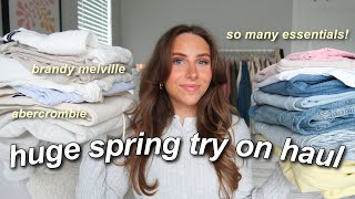 HUGE SPRING ESSENTIALS TRY ON HAUL 2024 🌸 brandy melville, abercrombie, na-kd, + more! *trendy*