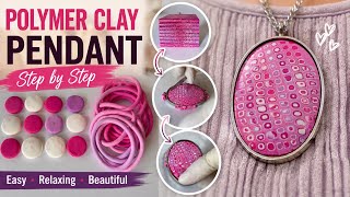 Easy Polymer Clay Cane Tutorial | Pink Pendant Necklace Step by Step | DIY Craft for Beginners