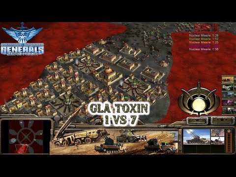 Gla Toxin General 1 vs 7 China Infantry General - Command & Conquer Generals Zero Hour (Battle Ring)