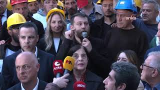 Eylemlerini sonlandıran Doruk Madencilik işçileri Kurtuluş Parkı'nda a