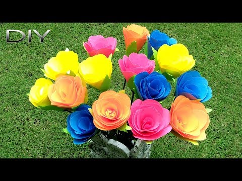 How to Make Rose Flower | Making Newspaper Flower Vase Step by Step | DIY Paper Crafts Video