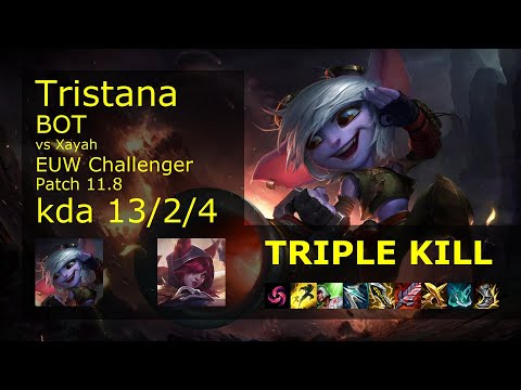 Tristana ADC vs Xayah - EUW Challenger 13/2/4 Patch 11.8 Gameplay