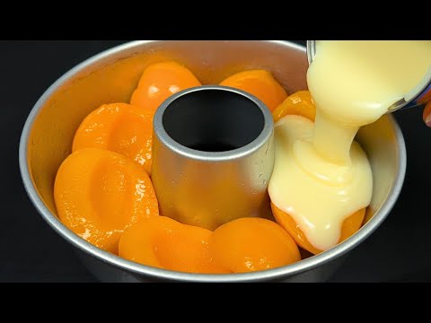 Whip condensed milk with peaches! The most delicious homemade no-bake dessert!