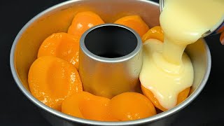 Whip condensed milk with peaches! The most delicious homemade no-bake dessert!