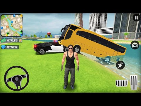 US Police Car and Public Transport Bus Driving in Open World - Android Gameplay