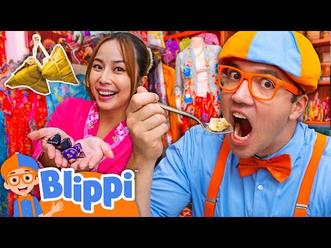 🎉Blippi Plays Games and Makes Yummy Rice Dumplings in Singapore ! 🥟