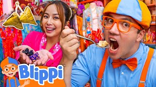 Blippi Plays Games and Makes Yummy Rice Dumplings in Singapore ! 🥟