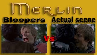 Merlin’s bloopers vs the actual scene