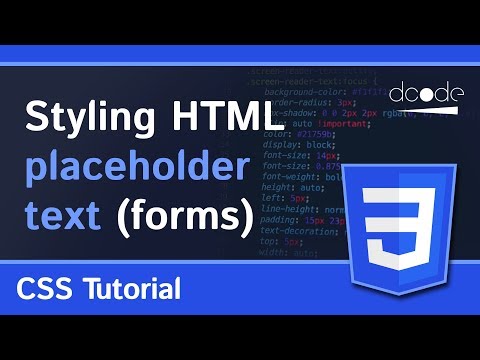 CSS Tutorial placeholder pseudo element | HTML Form Styling
