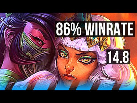 AKALI vs QIYANA (MID) | 86% winrate, 11 solo kills, 48k DMG, Legendary, 17/3/7 | NA Master | 14.8