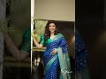 Honey Rose Posing In Peacock Blue Saree 2