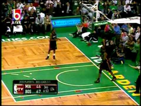 2010 NBA Playoffs Celtics vs. Heat, Game 5-- Rondo Behind-the-Back Assist to Perkins, 4-28-10