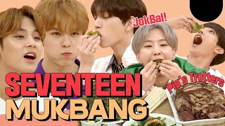 Seventeen&#39;s Korean Pig&#39;s Trotter Mukbang! #Seventeen