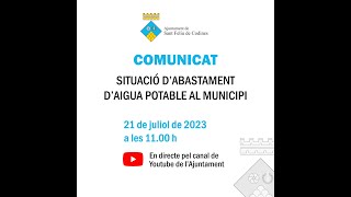Comunicat sobre la situació d'abastament d'aigua potable al municipi