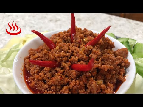 How to make Cambodian food# Kapi Chha#Fried shrimp paste with ground pork and red chili paste