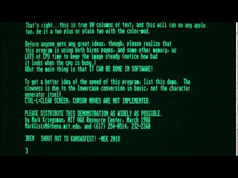 80-column text for Apple II+, in software (1988)