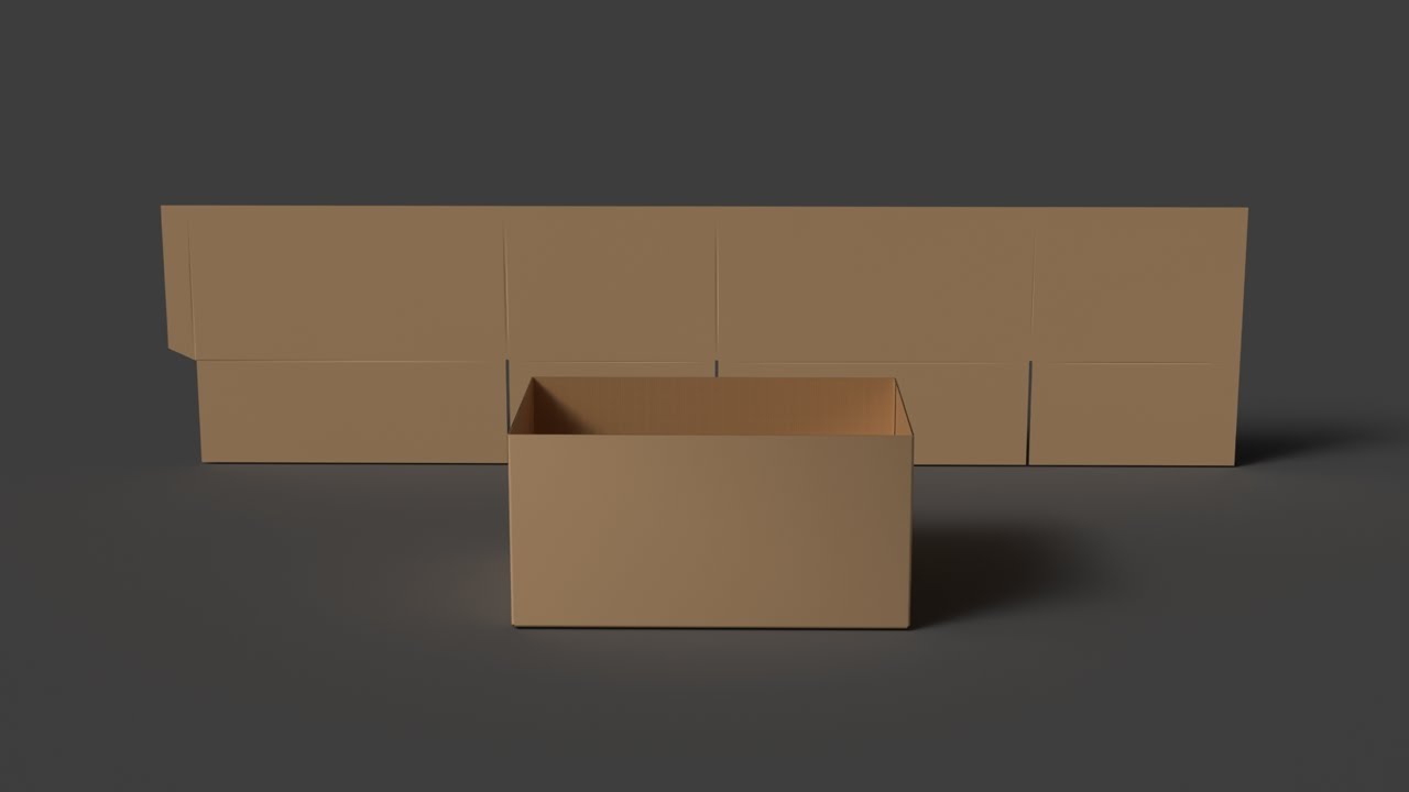 Corrugated cardboard box Opened and disassembled packaging 3D Model
