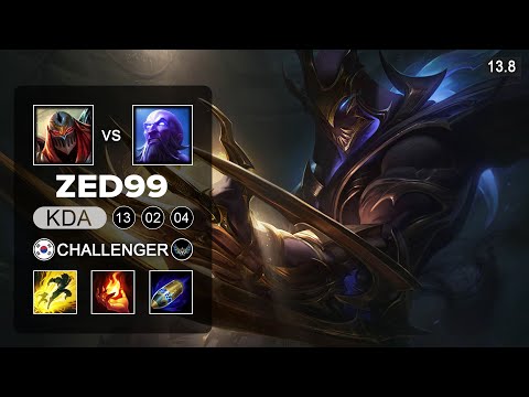 ZED99 Zed vs Ryze Mid - KR Grandmaster - Patch 13.8 Season 13