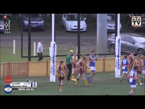 2015 BDAFL Round 7 2nd Division Highlights - Cardiff Hawks v Warners Bay Bulldogs
