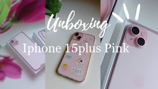 Iphone 15 plus pink 🌷💭 aesthetic unboxing
