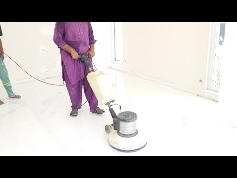 Volakas White Marble Floor Crystallization in Progress