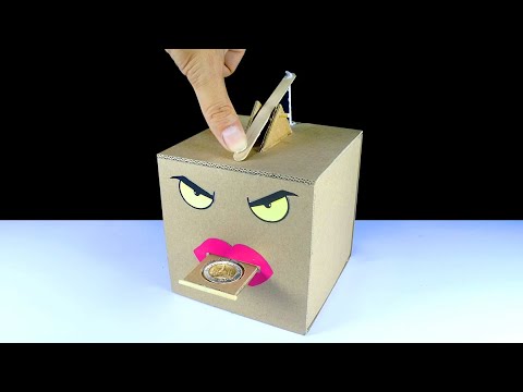 DIY กล่องออมสินกินเหรียญ | How to Make a Box Eating Coin - Saving Coin Bank DIY