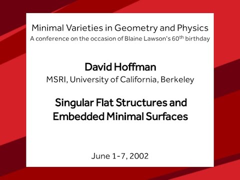 Singular Flat Structures and Embedded Minimal Surfaces - David Hoffman