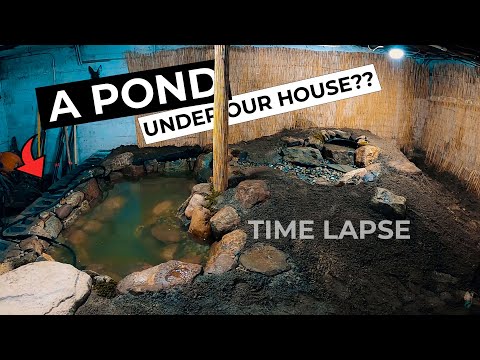 Making a POND in our BASEMENT - TIME LAPSE - 4K