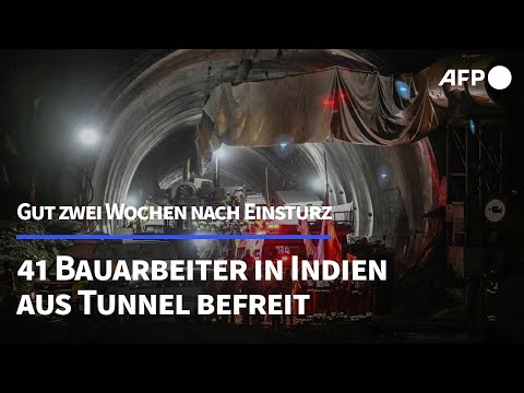 Video Thumbnail: Nach Tunneleinsturz: 41 Bauarbeiter in Indien befreit | AFP