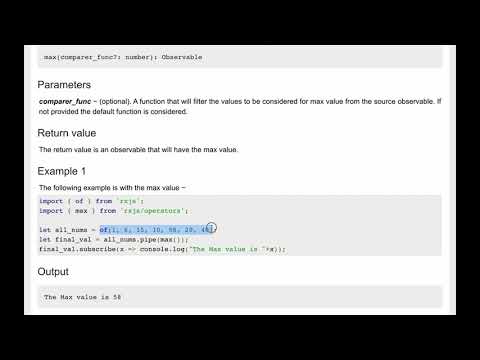RxJs Operators Tutorial - The Max and Min Operators - Essential RXJS operators  - RXJS tutorial