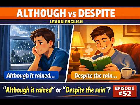 #52   "Although it rained" or "Despite the rain"? 🌧️ | English Connectors (B1)