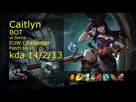 Caitlyn ADC & Morgana vs Senna & Zyra - EUW Challenger 14/2/13 Patch 10.16 Gameplay