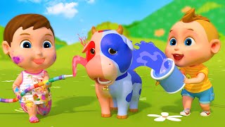 Colorful fun with cow and surprise eggs - Children's cartoon with colorful eggs | Animal game