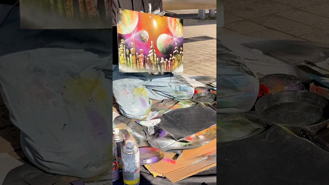 順番を譲ってくれた優しいお姉さんに絵をプレゼント #スプレーアート