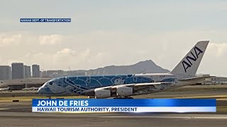 ANA's 'Flying Honu' aircraft returns to Hawaii along with hundreds of Japanese tourists