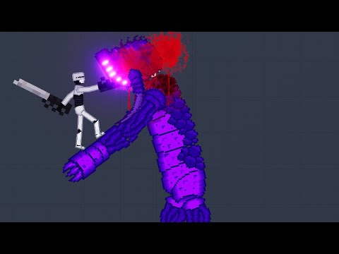 Robot Against The Attack Of Giant Purple Monster In People Playground