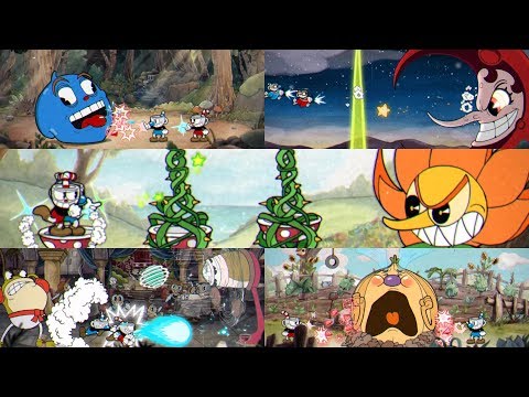 CUPHEAD COOP - World 1 All Bosses (NO DAMAGE)