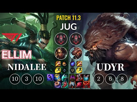 T1 Ellim Nidalee vs Udyr Jungle - KR Patch 11.3