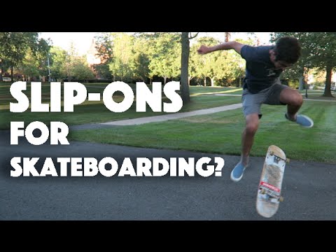 Part of a video titled Are Vans Slip-ons Good for Skateboarding? - YouTube